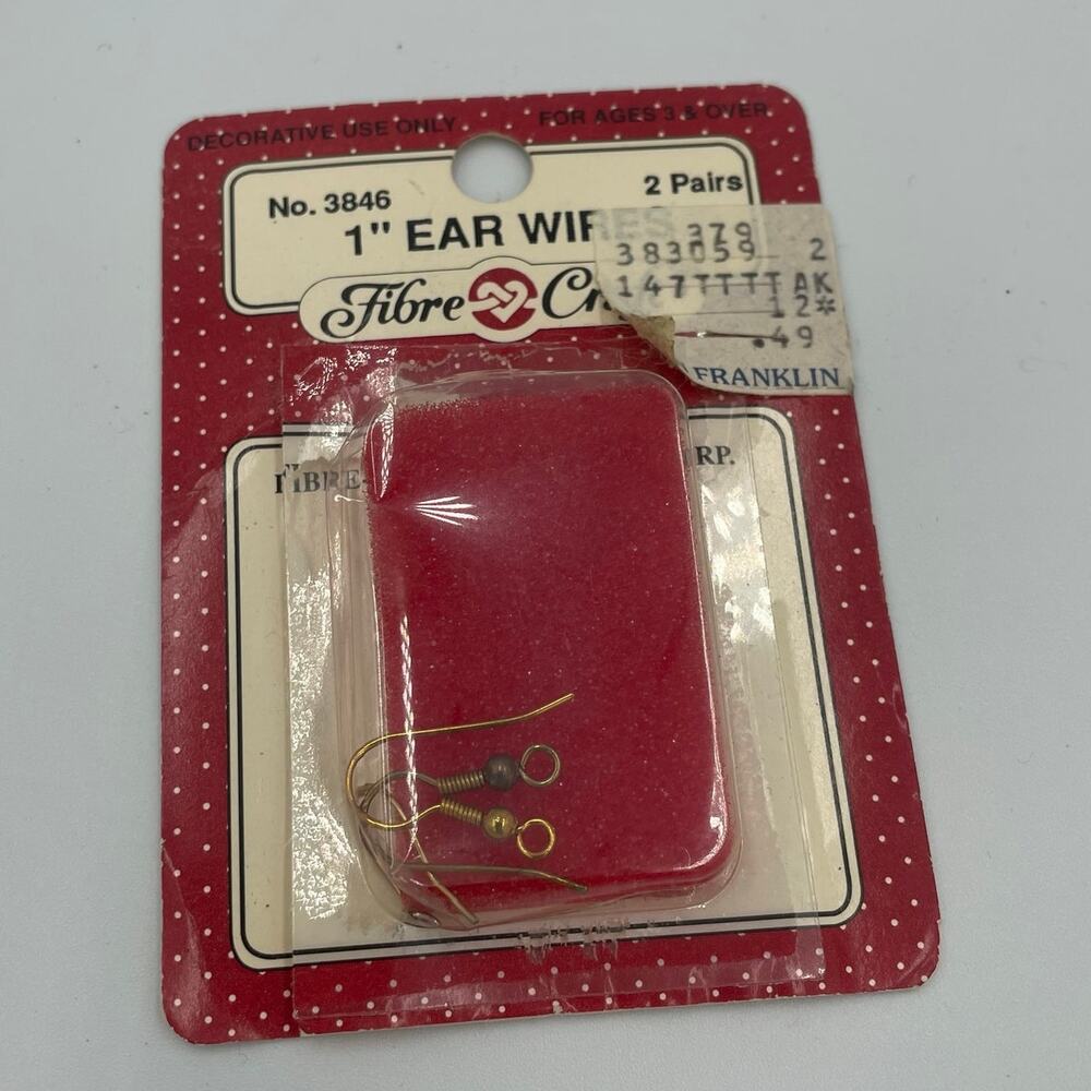 Vintage 1" Ear Wires VTG Jewelry parts Fibre Craft